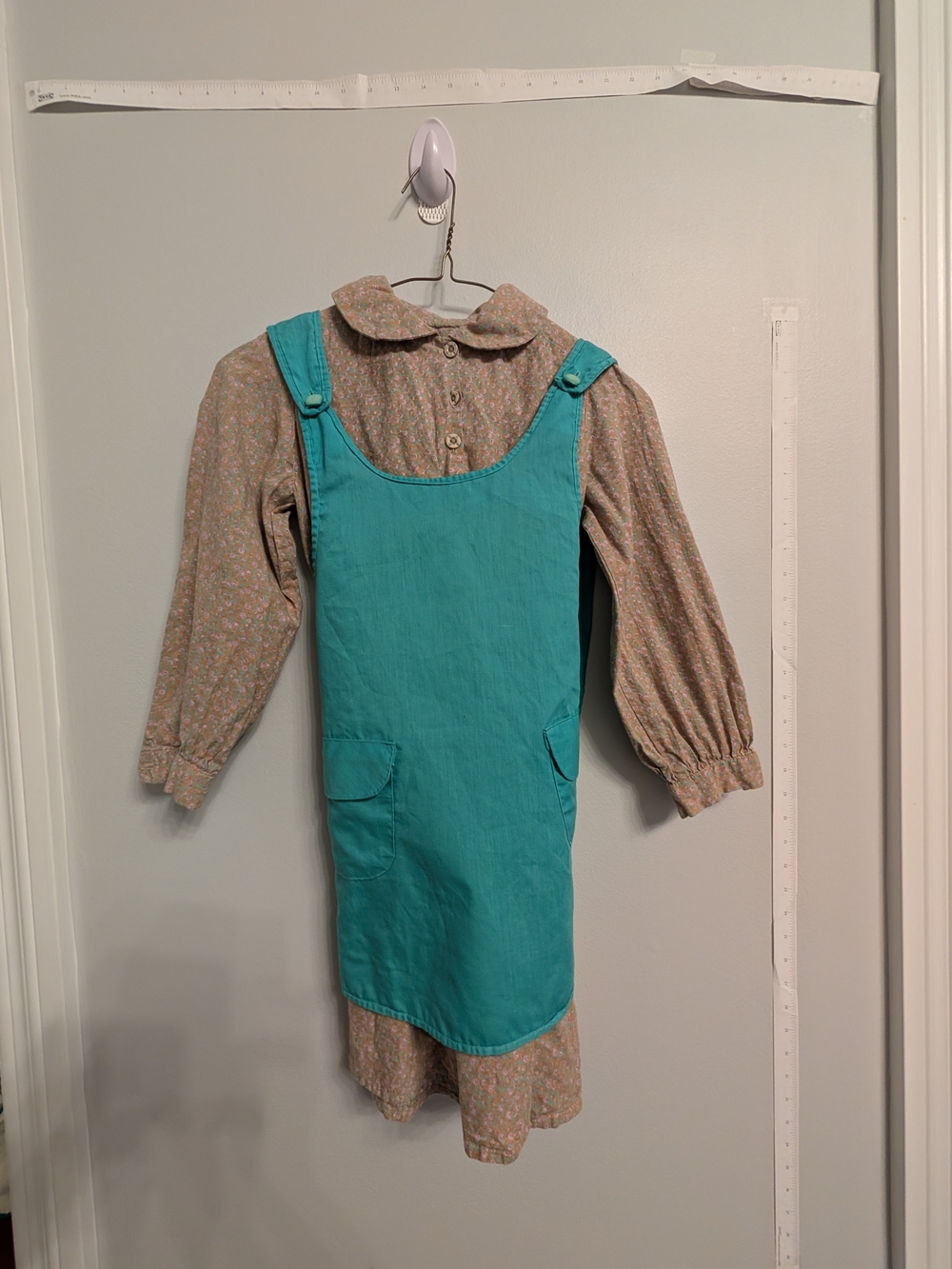 Orphan Annie Teal Pinafore Apron Dress Homemade Halloween Vintage Costume Play